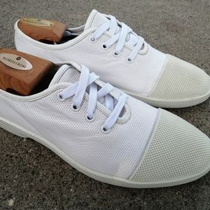 Prada Men's White Leather Fashion Sneakers Shoes
